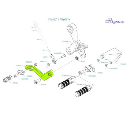 Ensemble levier de vitesse LIGHTECH arrière FTRYA007 / FTRYA007W