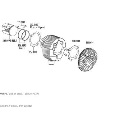 Kit cylindre POLINI - Ø68,5mm