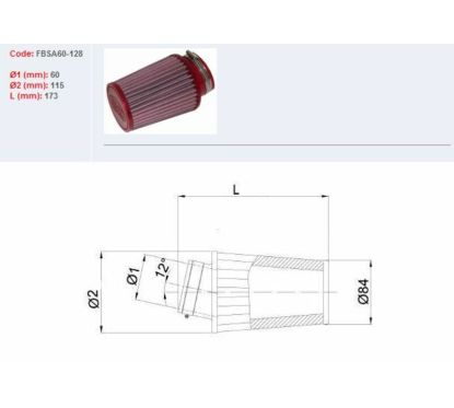 Filtre à air BMC conique Ø60mm - FBSA60-128