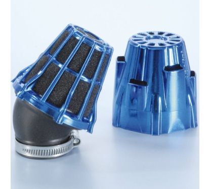 Filtre à air POLINI boîte à air 30° Ø42mm bleu chromé - 203.0115