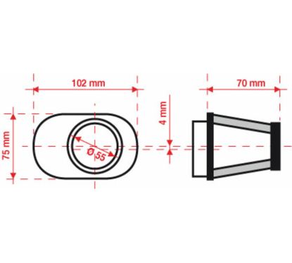 Filtre à air BMC conique Ø55mm - FBPF55-70R