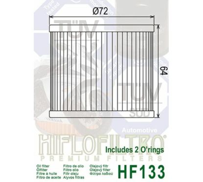 Filtre à huile HIFLOFILTRO - HF133