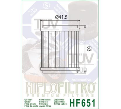 Filtre à huile HIFLOFILTRO - HF651
