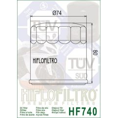 Filtre à huile HIFLOFILTRO - HF740 - Yamaha Marine