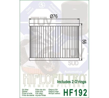 Filtre à huile HIFLOFILTRO - HF192