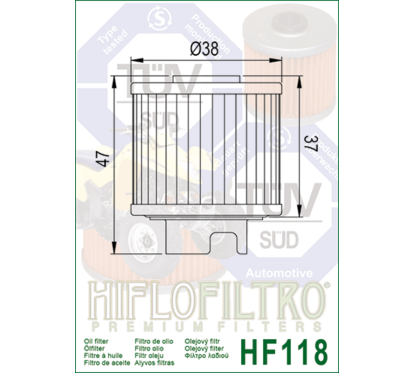 Filtre à huile HIFLOFILTRO - HF118