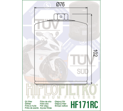 Filtre à huile HIFLOFILTRO Performance chrome - HF171CRC