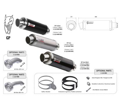 Silencieux universel MIVV GP - côté droit