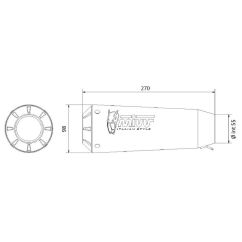 Silencieux MIVV universel X-M1 acier inoxydable noir - Côté droit