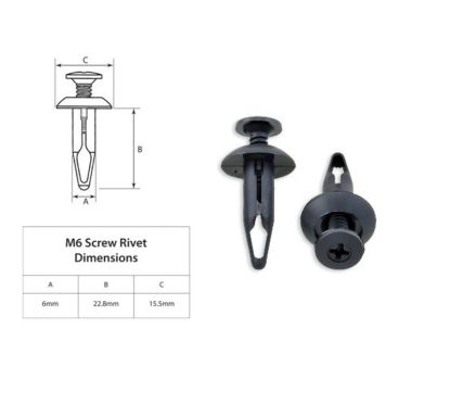 Rivets plastique M6 BOLT 10 pièces