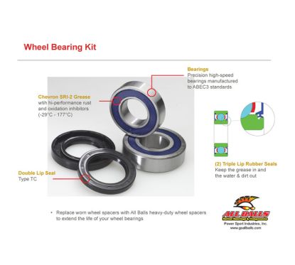 Kit roulements de roue arrière ALL BALLS Yamaha FJ1100/1200 / FZR1000 Exup