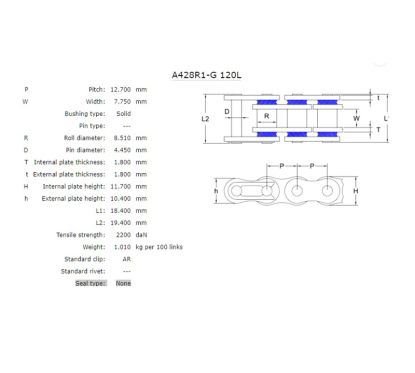 Chaîne de transmission AFAM A428R1G 428