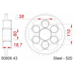 Kit chaîne AFAM 520XHR2 14/15 super-renforcé - couronne standard
