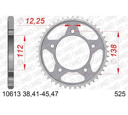Kit chaîne AFAM 525 XHR3 - 15/45-124 - Couronne acier standard