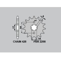 Pignon PBR acier standard - 428