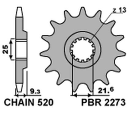 Pignon PBR acier standard - 520