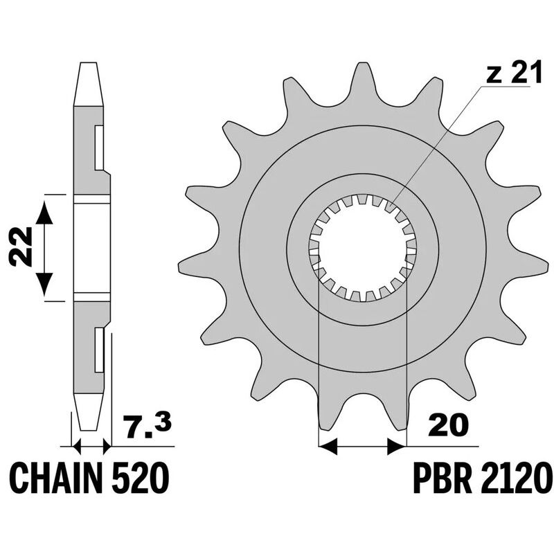 Pignon PBR acier standard - 520