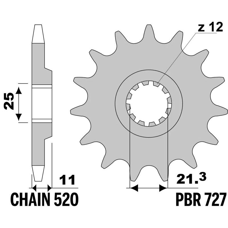 Pignon PBR acier standard - 520