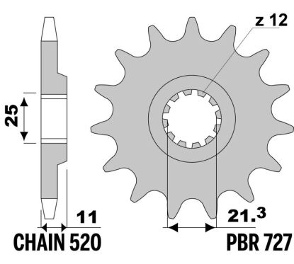 Pignon PBR acier standard - 520