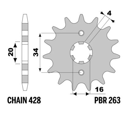 Pignon PBR acier standard - 428