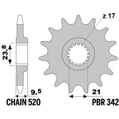 Pignon PBR acier standard - 520