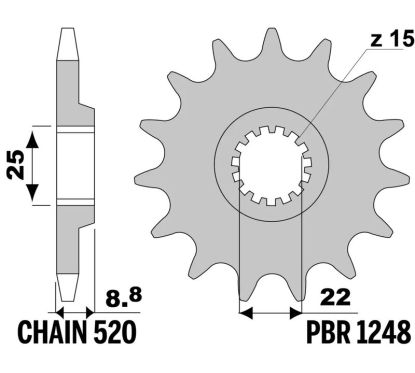 Pignon PBR acier standard - 520