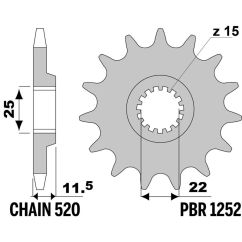 Pignon PBR acier standard - 520