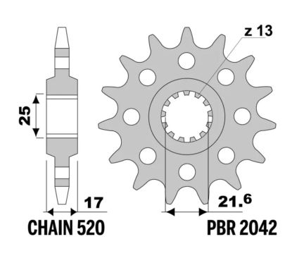 Pignon PBR acier standard - 520
