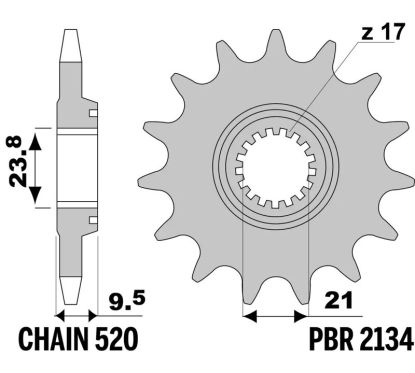 Pignon PBR acier standard - 520