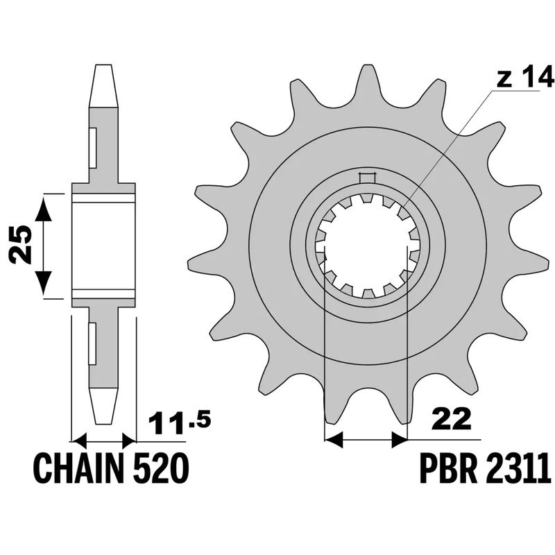 Pignon PBR acier standard - 520