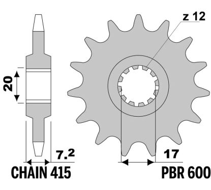 Pignon PBR acier standard - 415