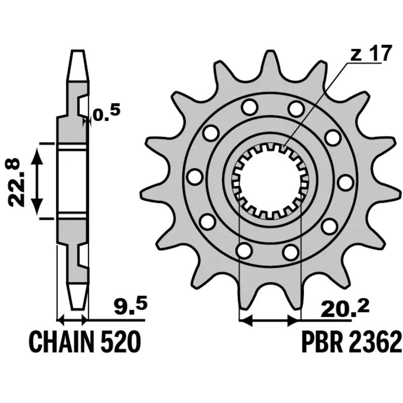 Pignon PBR acier standard - 520