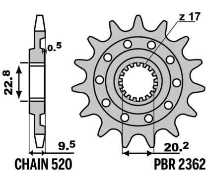 Pignon PBR acier standard - 520