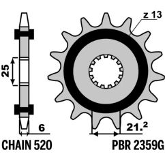 Pignon PBR acier anti-bruit - 520