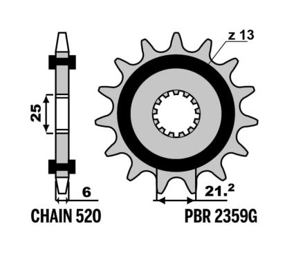 Pignon PBR acier anti-bruit - 520