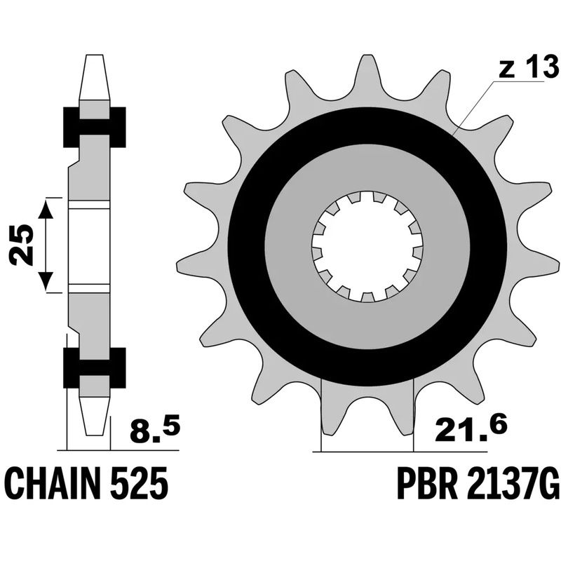 Pignon PBR acier anti-bruit - 525