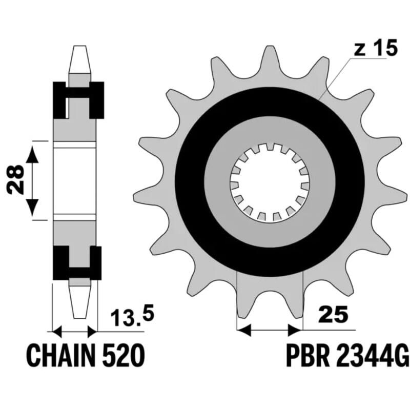 Pignon PBR acier anti-bruit - 520