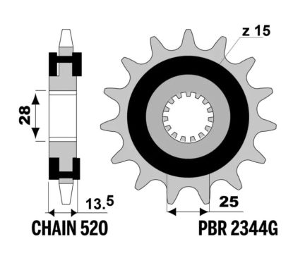 Pignon PBR acier anti-bruit - 520