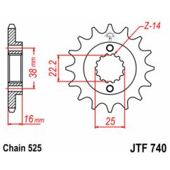 Pignon JT SPROCKETS acier standard - 525