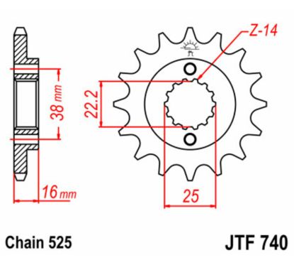 Pignon JT SPROCKETS acier standard - 525