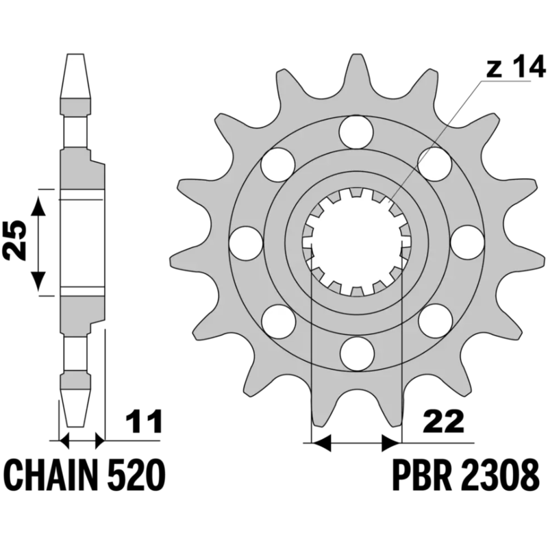 Pignon PBR acier standard - 520