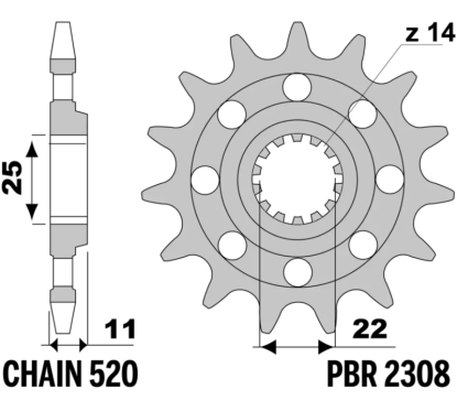 Pignon PBR acier standard - 520