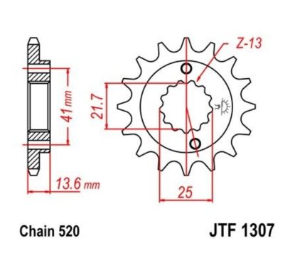 Pignon JT SPROCKETS acier anti-bruit 1307 - 520