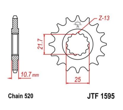 Pignon JT SPROCKETS acier anti-bruit 1595 - 520