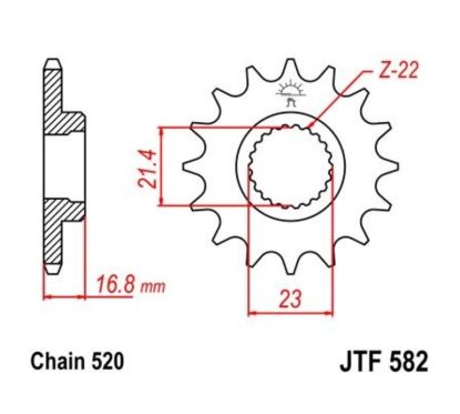 Pignon JT SPROCKETS acier anti-bruit 582 - 520