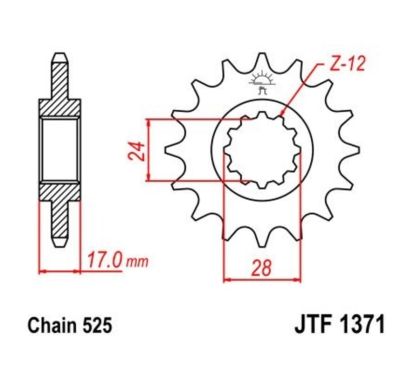 Pignon JT SPROCKETS acier anti-bruit 1371 - 525