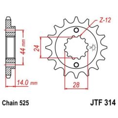 Pignon JT SPROCKETS acier anti-bruit 314 - 525