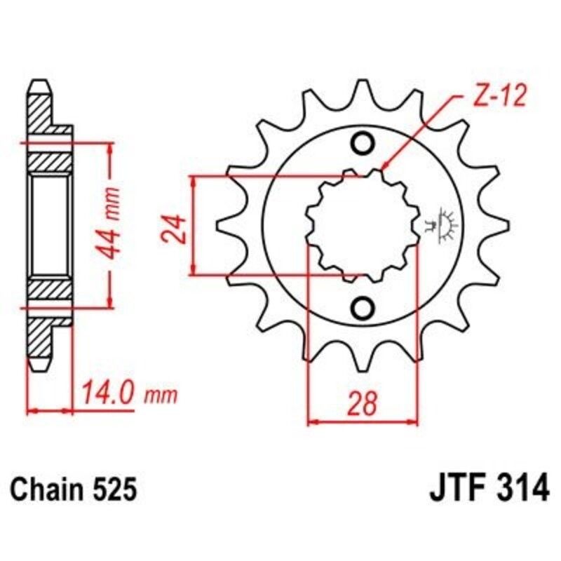 Pignon JT SPROCKETS acier anti-bruit 314 - 525
