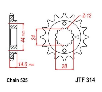 Pignon JT SPROCKETS acier anti-bruit 314 - 525