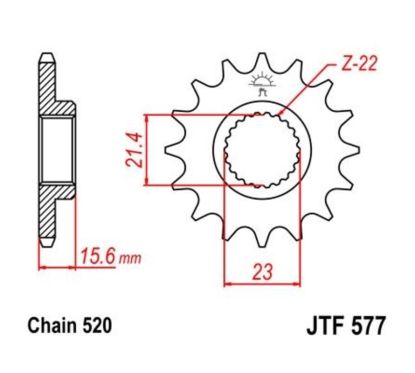 Pignon JT SPROCKETS acier anti-bruit 577 - 520
